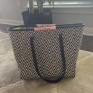 Ted Baker Black Harmony Textured Bar Woven Tote